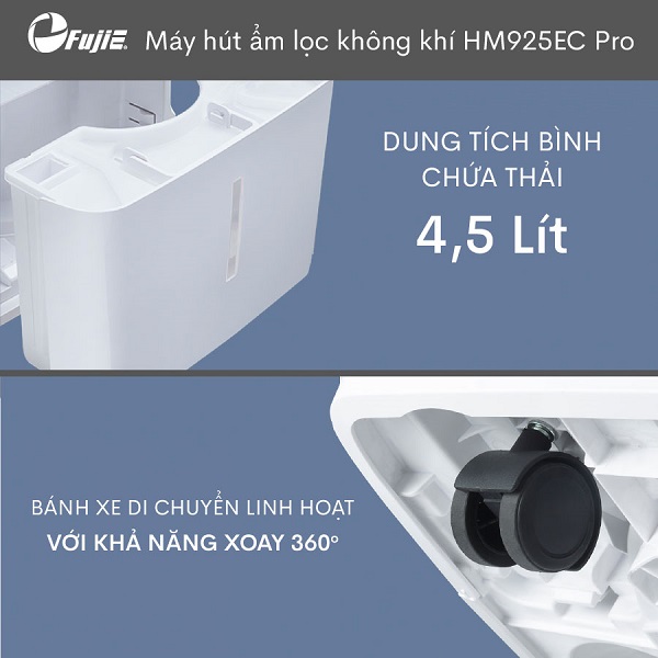 Máy hút ẩm kết hợp lọc không khí FujiE HM-925EC Pro kết nối Wifi thông minh